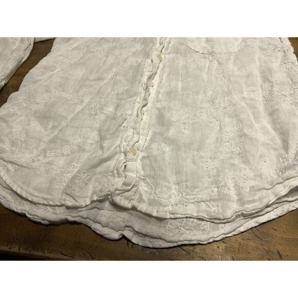 CP Shades Linen Floral Embroidered White Button Down Long Sleeve Shirt S *READ - Picture 5 of 16